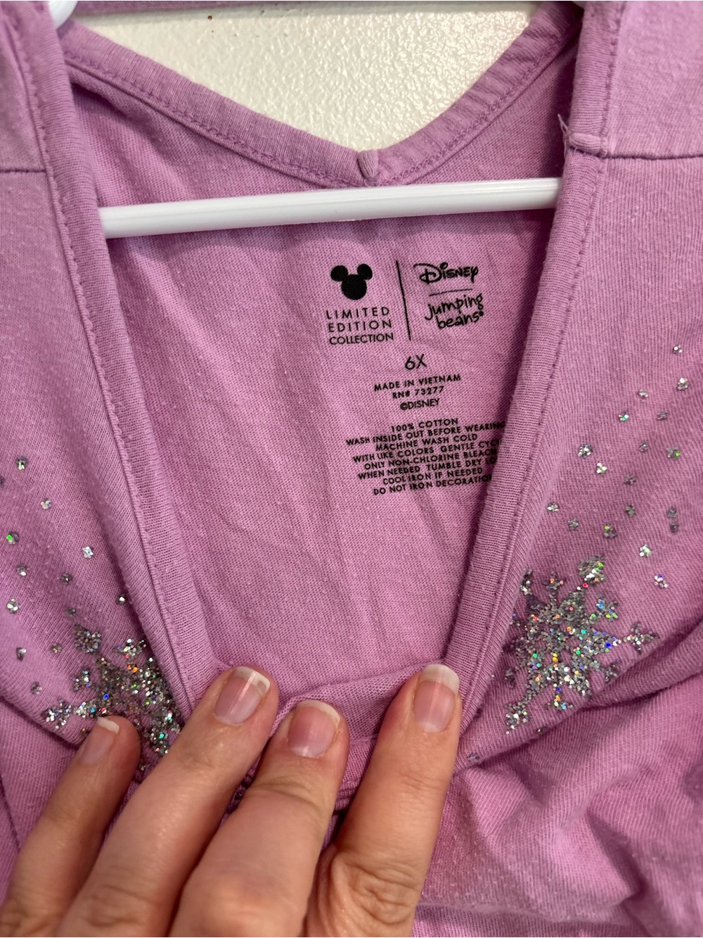 Frozen Elsa Disney 6x Lavender Sparkle Snowflake Dress long sleeve - Picture 4 of 4